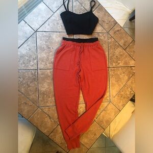 PINK 🧡🖤by Victoria’s Secret dark orange banded logo soft joggers
